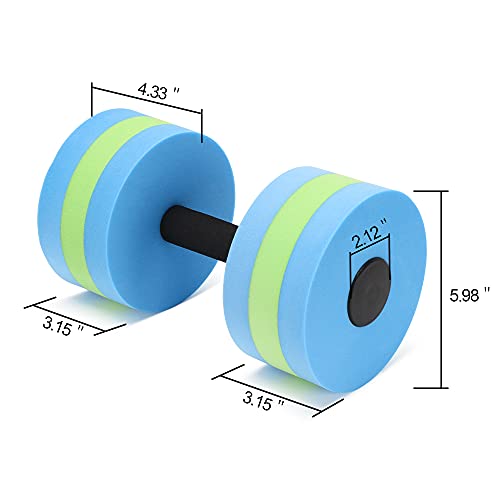 Aquatic Exercise Dumbbells - Set of 2 for Water Aerobics Fitness and Pool Exercises