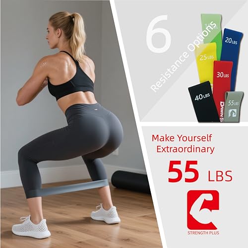 6-Levels Resistance Exercise Loop Bands Set – Elastic Workout Bands for Yoga, Strength Training, Physical Therapy – Guide, Fitness Card & Carry Bag