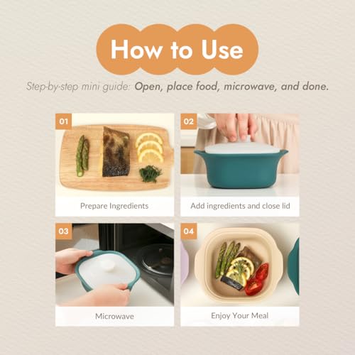 Silicone Multi-Steamer Made in Korea Microwave Steamer for Cooking & Reheating BPA-Free Flexible & Durable (Bijou Beige, 20.29 fl oz)