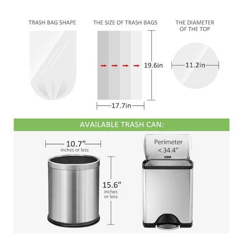 4 Gallon 130 Counts Strong Trash Bags Garbage Bags by RayPard, fit 12-15 Liter, 3,3.5,4.5 Gal trash Bin Liners for Home Office Kitchen Bathroom Bedroom, Clear