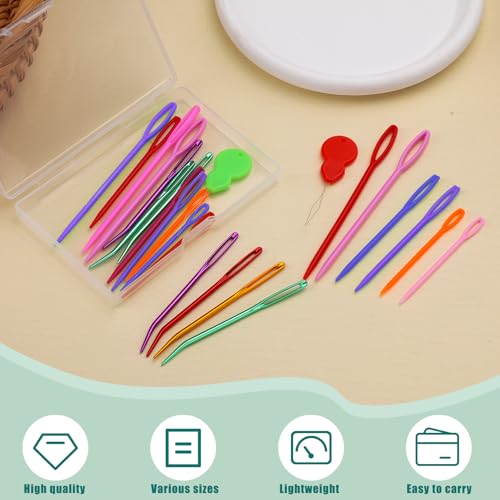 Bupete 25 Pcs Yarn Needles Set, Metal Tapestry Needle, Crochet Needles for Yarn, Large Eye Sewing Needles, Curved Darning Needles, Knitting Needles for Sewing, Knitting, Crochet