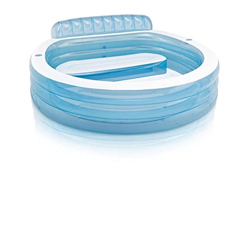 INTEX Swim Center Inflatable Family Lounge Pool: Built-In Bench – Cup Holder – 156 Gallon Capacity – 90" x 86" x 31" – Blue