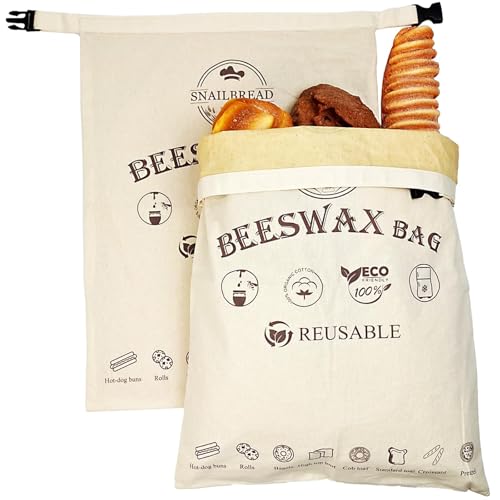Reusable Beeswax Bread Bags for Sourdough: XL Eco-Friendly Fresh Food Storage (13x17in, 2 Pack) | Moisture Lock, Sustainable Homemade Bread Preservation | Eco Bread Freshness