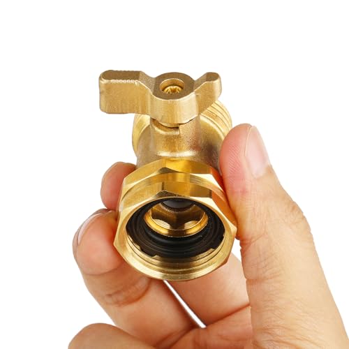 2 Pack Garden Hose Shut Off Valve - Extended Handle - 3/4" Heavy Duty Solid Brass Hose Connector Water Shut Off Valve Hose Shutoff Valve with 4 Pcs Hose Washers