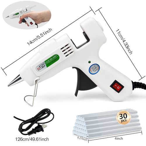 Krightlink Hot Glue Gun Kit with 30 Glue Sticks, Fast Preheating Hot Melt, High Temp for School Crafts DIY Arts and Quick Home Repairs (20w)