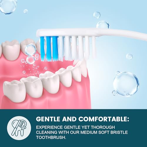 Navona 50 PCS Premium Individually Wrapped Bulk Toothbrush Pack, Disposable Toothbrushes, Kids Toothbrush, Medium Soft Bristle Toothbrushes, Ergonomics Handle, Perfect for Travel Hotel Donation