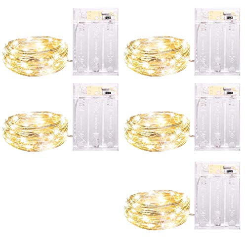 Minetom 5 Pack Fairy Lights Battery Operated, 7Ft 20 LED String Lights