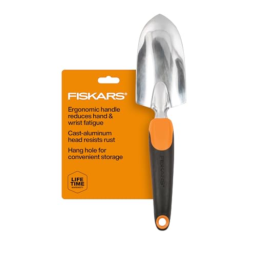 Fiskars Trowel, Heavy Duty Gardening Hand Tool with Hang Hole, For Digging and Planting, Rust Resistant Cast Aluminum