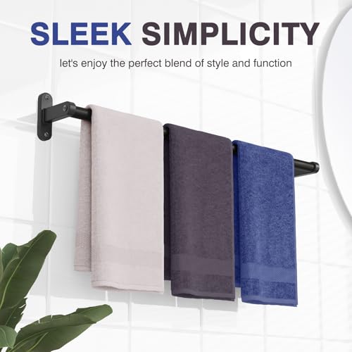 Matte Black Towel Rack for Bathroom - 24" Rustproof Towel Holder, Sturdy Towel Bar Wall Mounted, Space-Saving Towel Hanger, Bathroom Accessories, Home Decor, Apparment Essentials