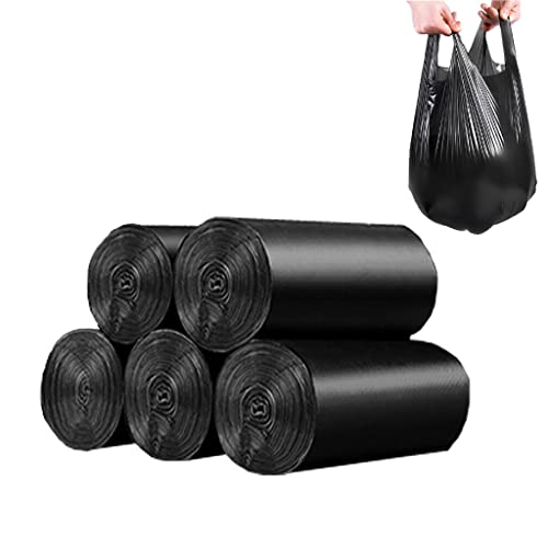 100 Count 4 Gallon Small Black Trash Bags, Durable PE Material, Handles, Breakpoints, 46x60cm
