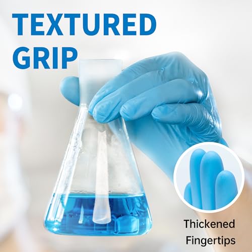Medguy Medical Blue Nitrile Disposable Exam Gloves, 4.5 Mil 100 Pcs Powder-Free Latex-Free Food-Safe for Lab Cooking Cleaning