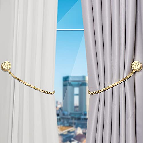 2Pack Magnetic Curtain Holdbacks Modern Upgrade Strong 16Inch Rope Ties New Twisted Handmade Rope Holdback Style Decorative Drapery Tie Backs for Home Office Window Draperies (Dark Coffee)