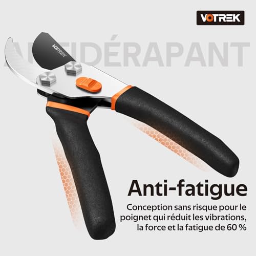 VOTREK® Pruning Shears, 8.5” Professional Garden Pruner with Jam-Proof Spring & Ever-Sharp SK5 Blade, Ergonomic Bypass Clippers for Rose, Tree Trimming, Heavy Duty Bonsai Scissor for Weak Hand