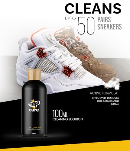Crep Protect Sneaker Cleaner Kit - Deep Cleaning Shoe Cleaner for White Shoes, Leather, Suede, Nubuck & Canvas | Brush, Solution & Microfiber Cloth Included