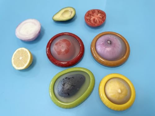 4PC Silicone Fruit and Vegetable Storage Containers Set for Fridge, Onion Storage Container, Avocado keeper,Tomato Saver,and Lemon holder