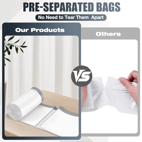 Drawstring 8 Gallon Trash Bags - 42 Count Pre-separated Medium Trash Bags 8 Gallon, White Unscented 8 Gal Garbage Bags