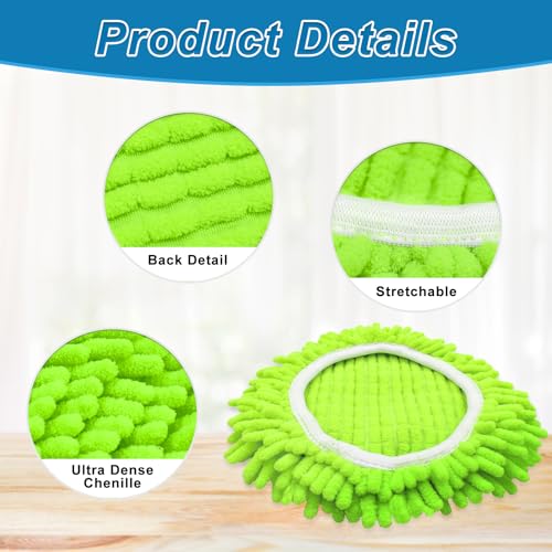 Mop Replace Head for O Cedar, Spin Mop Heads Replacements for Ocedar Easywring 1 Tank Spin Mop, Chenille Duster for Ocedar Mop Include 3 Pack Microfiber Chenille Mop Pad for Ocedar Spin Mop