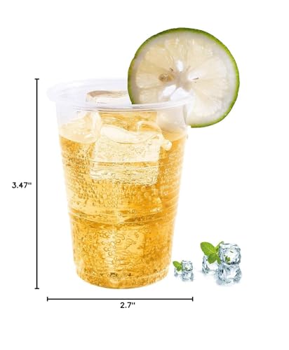 Turbo Bee 7oz Plastic Cups 300 Pack， Disposable Clear Party Cups for Home, School, Office & Events | Small Transparent Tumblers for Drinks, Samples & Commercial Use