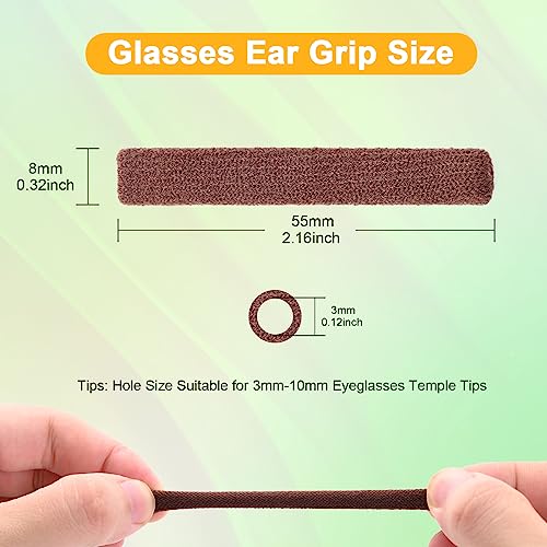 Literry Soft Knitting Cotton Glasses Ear Cushion, Anti-Slip Elastic Comfort Eyeglasses Temple Tips Sleeve, Microstructured Fabric Glasses Ear Grip, Knitting Eyeglass Arm Cushion - Black 3 Pairs