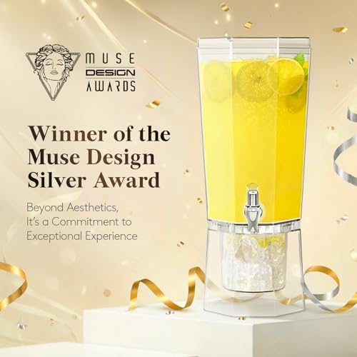 Lifewit 1 Gallon Drink Dispenser for Parties 2 Pcs, 4L Plastic Beverage Container with Stand for Juice/Tea/Soda & Lemonade, Clear Water Pitcher with Spigot for Mimosa Bar Hosting 39 x 16 cm/15x6"