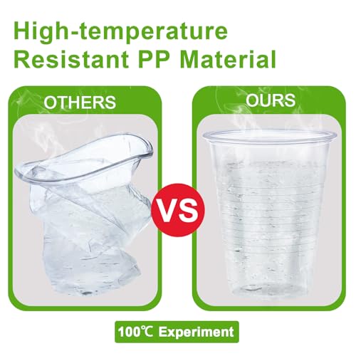 Clawsoff 500 Pack 9 oz Plastic Cups, Disposable Drinking Cups, Water Cups Plastic Clear Cups for Party, Wedding, Graduation, Travel, Holiday, Events, Birthday,Cold,Hot