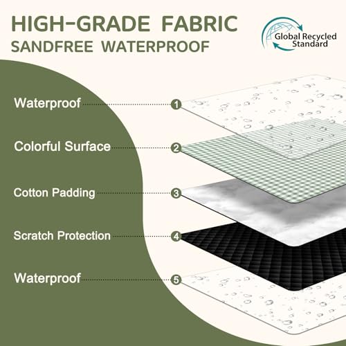 Genovega Waterproof Picnic Blanket Beach Outdoor Camping Mat Extra Large Foldable Cute Big Travel Essential Accessories Gift Park Patio Lawn Garden Grass Ground PlayMusic Festival Concert Must Have