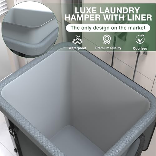 40 Gal(150L) High Grade Large Laundry Basket with Wheels, Rolling Laundry Hamper, Laundry Cart with Metal Frame and Removable Bag Design, Suitable for Laundry Room, Bedroom