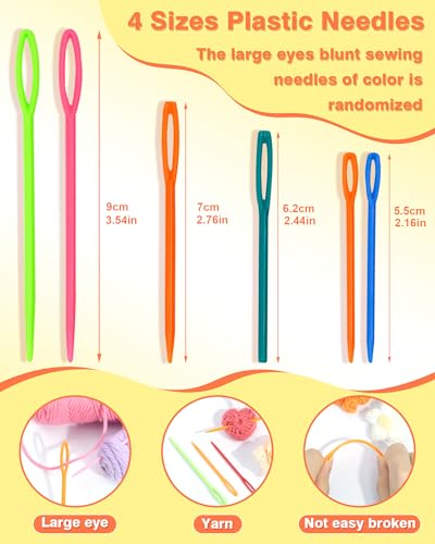 300pcs Fiveizero Stitch Markers with 6 pieces of large blunt sewing needles, colorful knitting markers, plastic crochet hook clip