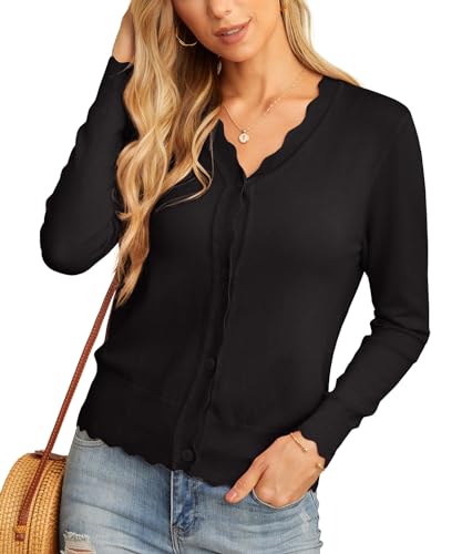 GRECERELLE Women's Long Sleeve V-Neck Button Down Cardigan Knit Shrugs Sweater