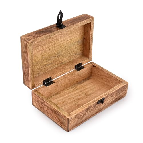 Samhita Handmade Mango Wood Tree of Life Engraving Beautifully Keepsake Box Jewellery Organiser Unique Gift Ideas for Men & Women (Flame Work Finish)