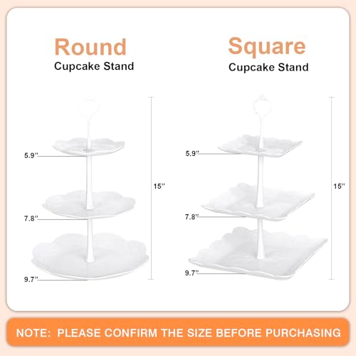 Mwellewm 10Pcs Cupcake Stand,Dessert Table Display Set, 4 White 3 Tired Cake Stand 6 Plastic Serving Trays for Party Cookie Rack Desert Tower Holder for Wedding Decor Baby Shower Tea Party Decorations