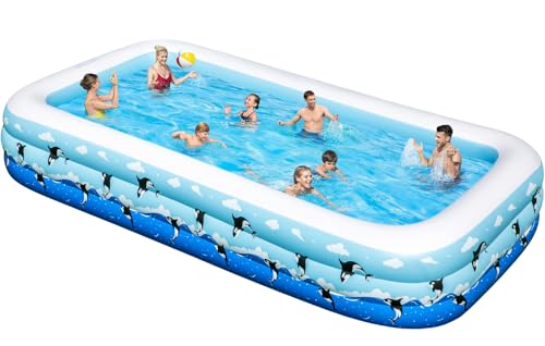 Inflatable Pool 145" x 74" x 22" Large Swimming Pool for Adults & Kids, Oversized Blow Up Pool for Family, Durable Thickened Backyard Kiddie Pool for Outdoor, Garden