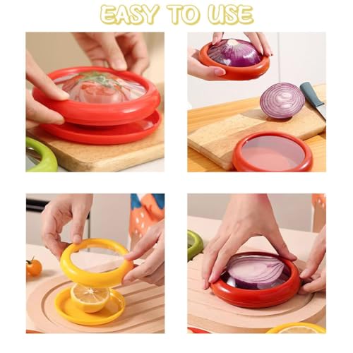 Reusable Fruit and Vegetable Storage Containers Lemon Keeper Tomato Holder Silicone Food Savers Fresh Stretch Pod for Fridge 2 Pack