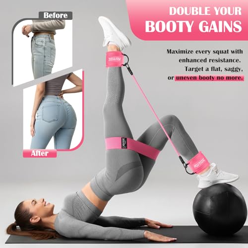 KUTIZE Ankle Resistance Bands with Cuffs & Fabric Resistance Bands Set - Legs & Glutes Workout Equipment for Women & Men, Home Gym Heavy Exercise Bands for Hip, Yoga, Strength Training, Rehab, Pilates