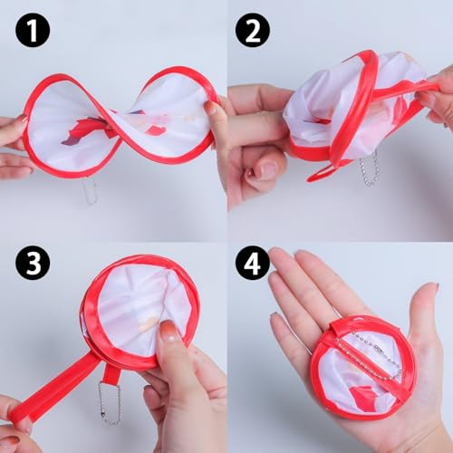 4 Pack Floral Hand Fan Foldable, Multi-Role Round Handheld Fans for Travel, Events, Indoor & Outdoor (Dawn & Dusk)