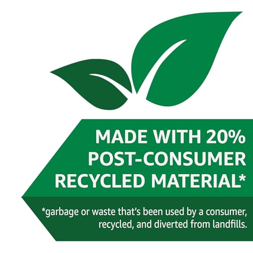 Basics 39 Gallon Lawn & Leaf Heavy Duty Drawstring Trash Bags, 20% Post Consumer Recycled, 40 Count, Black