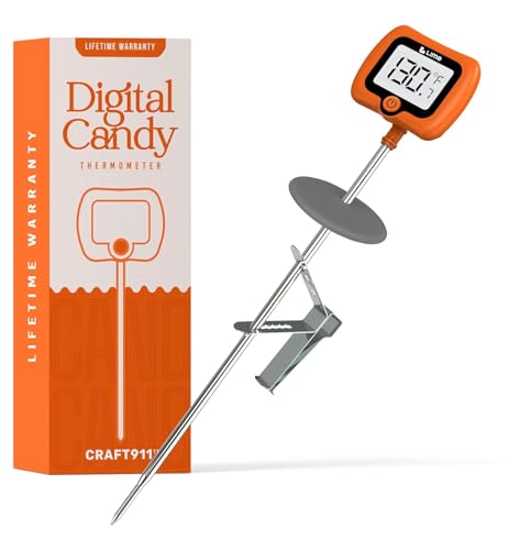 Digital Candy Thermometer with Pot Clip, 10" Long Stainless Steel Probe, Instant Read Kitchen Thermometer for Cooking, Baking, and Candy Making
