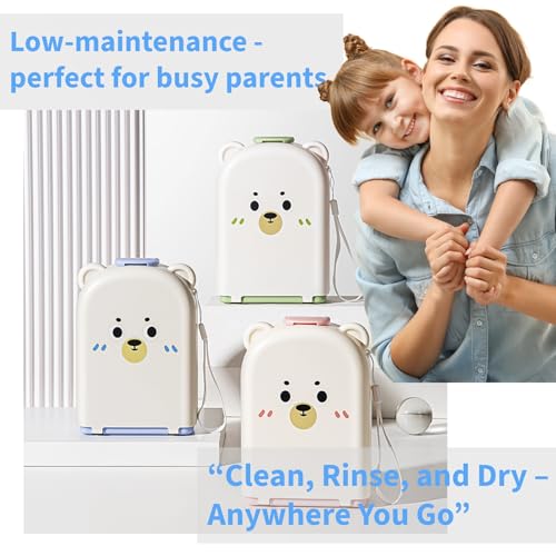 Travel Bottle Cleaner kit, 7in1 Baby Travel Gear Silicone Travel Bottle Brush Set Nipple Drying Rack, Straw Breast Pump Cleaning Soap Dispenser Organizer Case Mon Gift (Blue)