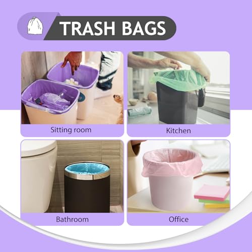 4 Gallon 300pcs Strong Trash Bags Colorful Clear Garbage Bags, Bathroom Trash Can Bin Liners, Small Plastic Bags for home office kitchen, fit 12-15 Liter, 3,3.5,4.5 Gal,Multicolor