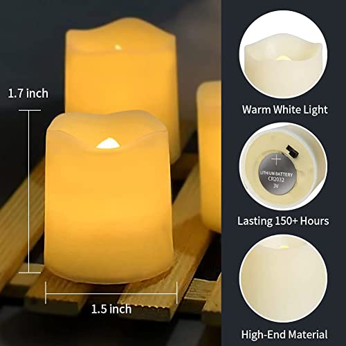SHYMERY Flameless Votive Candles,Flameless Flickering Electric Fake Candle,24 Pack 200+Hour Battery Operated LED Tea Lights in Warm White for