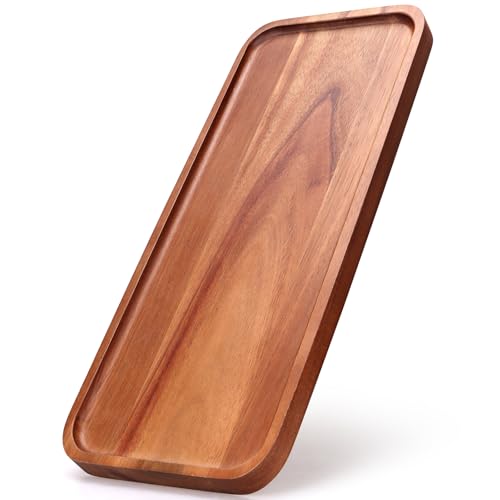 16" x 6.5" Large Wooden Serving Trays Long charcuterie Boards Rectangle Serving Platter for Cookie, Dessert, Food Dish Decorative Dinner Kitchen Tray Rectangle Cheese Board Snack Appetizer Plates
