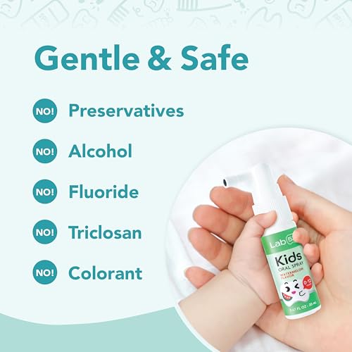 LAB52 Kids Oral Spray, Toddler Toothpaste Helper for Daily Oral Care and Fresh Breath, Children Approved with Fluoride Free for Newborn to Preschoolers, Xylitol Flavor Free