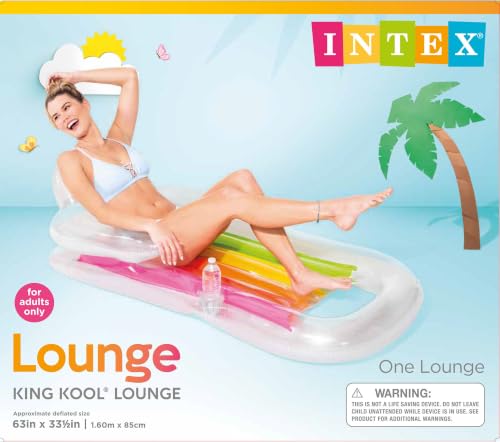 Intex 58802EP Inflatable King Kool Swimming Pool Lounge Raft in Blue or Grey -2 Pack