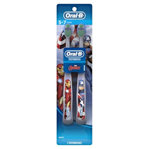 Oral-B Kid's Manual Toothbrush Featuring Marvel's Spiderman, Soft Bristles, for Children and Toddlers 3+, 2 Count