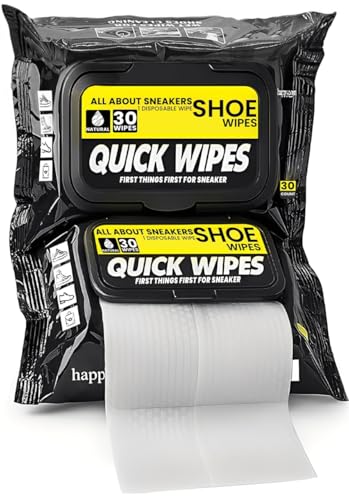 Shoe wipes Pack of 2 Total 60 Pcs Sneakers Cleaning Quick Wipes Removing Dirt and Stains with Disposable Shoe Wipe