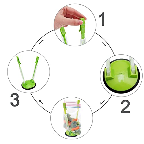 Ruibo Baggy Rack Holder For Food Prep/Ziplock Bag, Meal Planning/Plastic Freezer Bag Holders Stand, Green, Pack of 4 - 4 Pcs