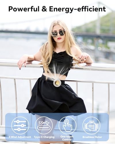 Portable Silent Mini Bladeless Fan Clip On, Small Fan Clip on for Shirt & Waist, Adjustable 3-Speed Suspended Whirlwind Fans, For Outdoor & Travel & Office, Travel Accessories, Gift