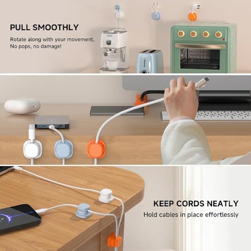 6 Pack Cord Organizer Holder, 2026 New Adjustable Cable Organizer Clips, Adhesive Desk Cable Management, Charging Cable Storage Holder for Office, Home, Car, Desk, Nightstand (Black)