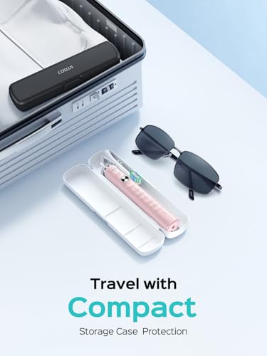 COSLUS Sonic Electric Toothbrush for Kids & Adults C40(DY-108Pro): 47000 VPM for Deep Cleaning with Travel Case - 5 Modes for Sensitive Teeth & Braces, Wireless Charging, 6 Brush Heads, Pink (1PC)
