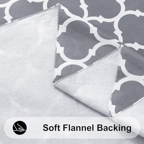 Smiry Rectangle Table Cloth, Waterproof Vinyl Tablecloths with Flannel Backing for Rectangle Tables, Wipeable Spillproof Plastic Tablecloth for Dining, Camping, Indoor and Outdoor (60"x84", Grey)